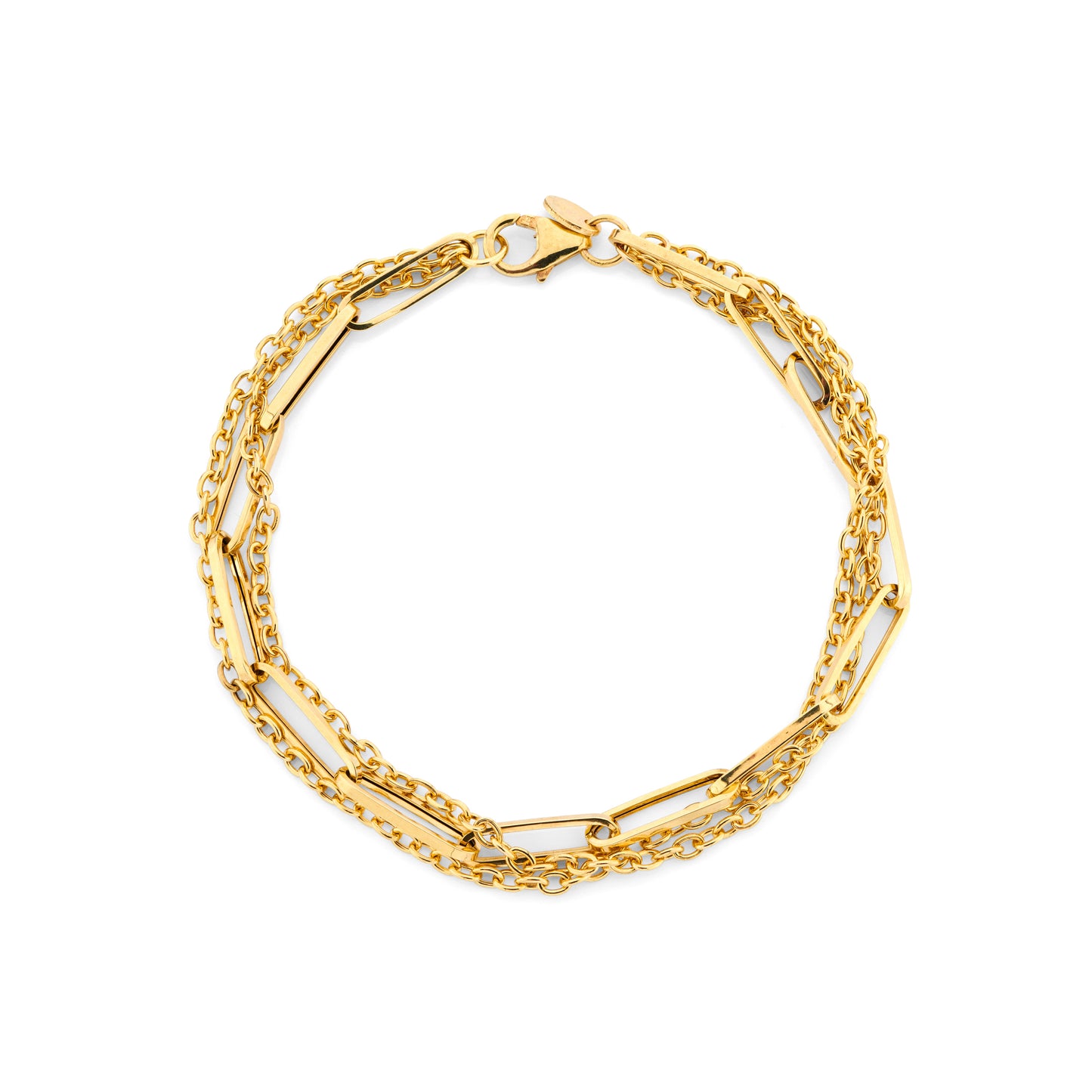 9ct Yellow Gold Multi-Strand Paper Link Bracelet