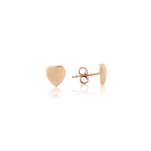 9ct Rose Gold Heart Stud Earrings