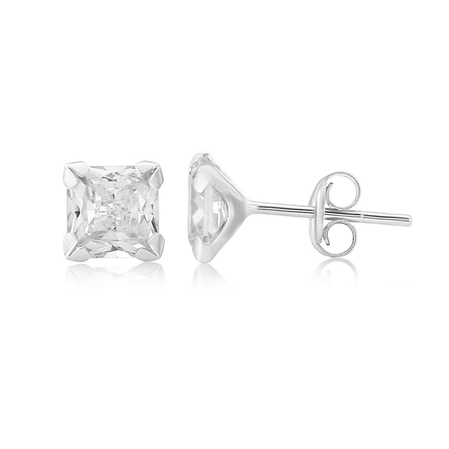 9ct White Gold Cubic Zirconia Square Stud Earrings