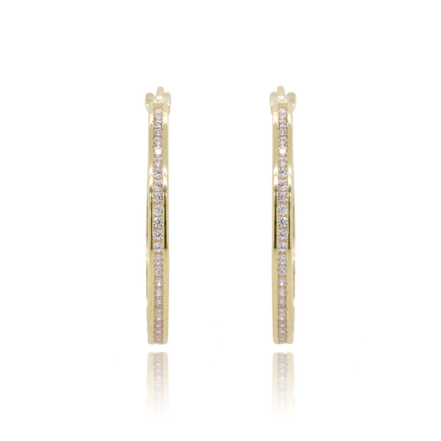 9ct Yellow Gold Cubic Zirconia Creole Hoop Earrings