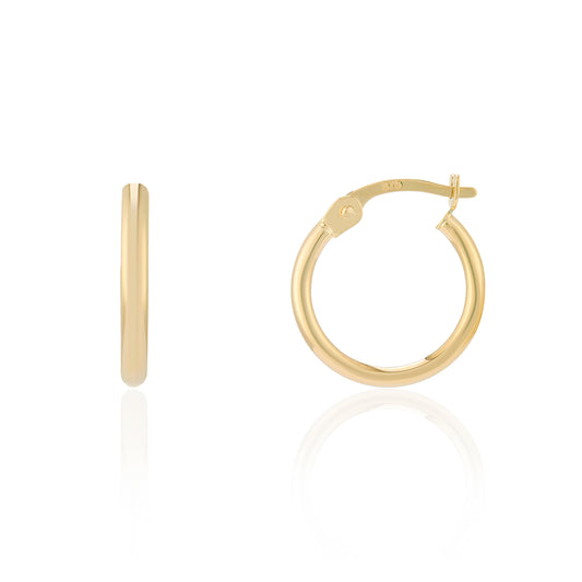 9ct Yellow Gold 10mm Hoop Earring