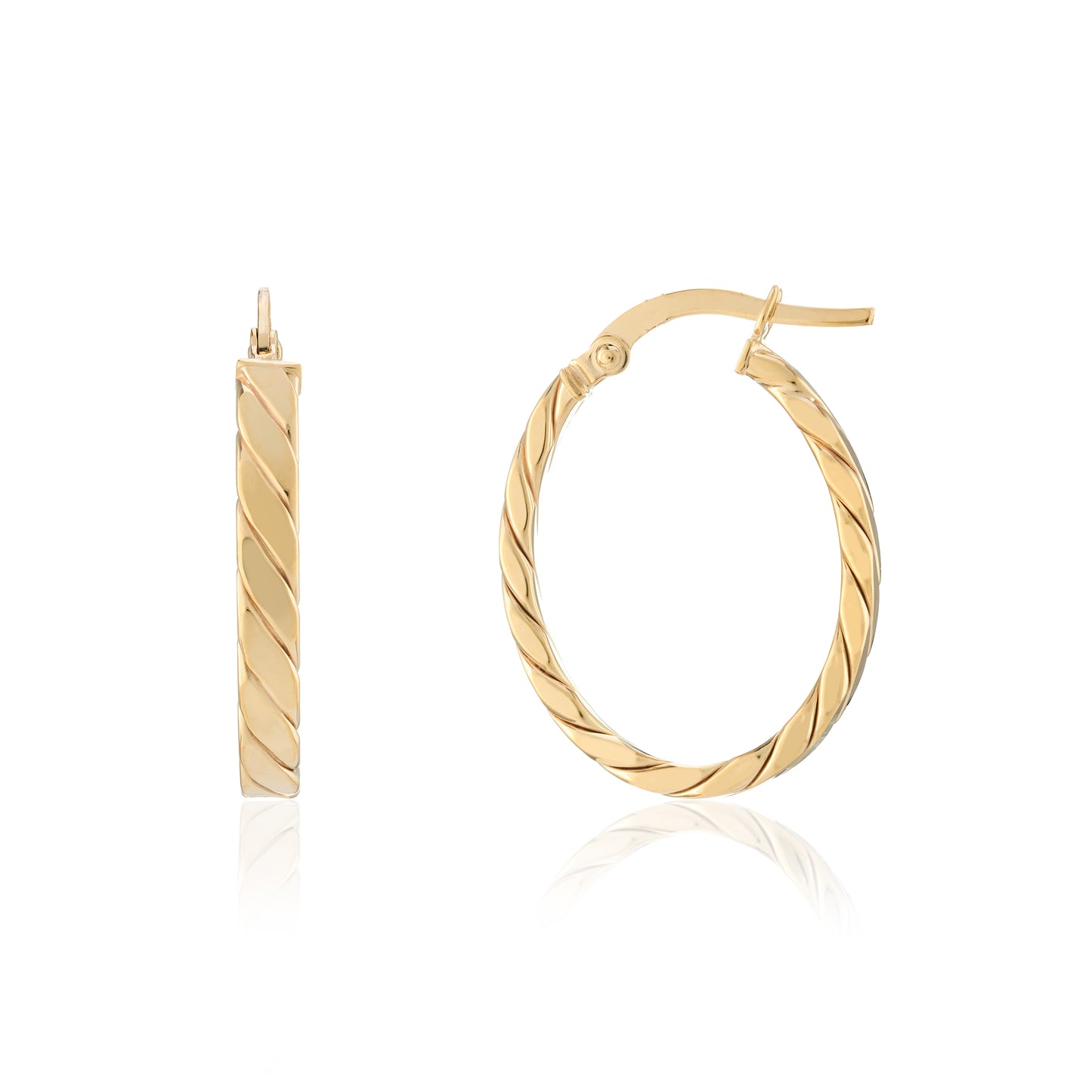 9ct Yellow Gold Twisted Oval Hoop Earrings