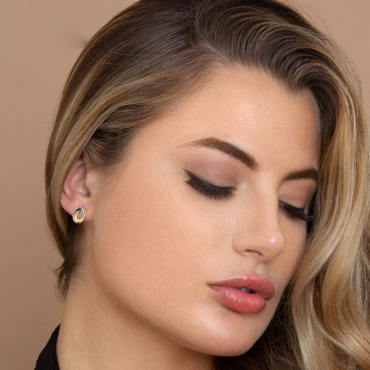 9ct Yellow and White Gold Interlocked Earrings