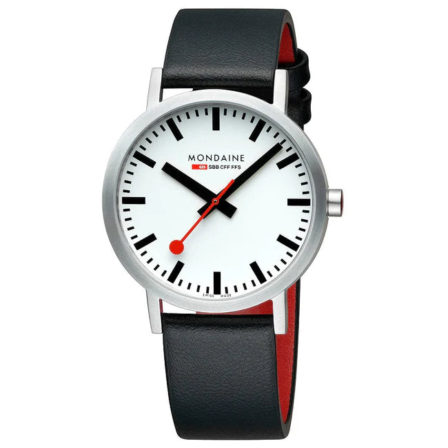 Mondaine Classic 40mm Vegan Grape Leather Strap