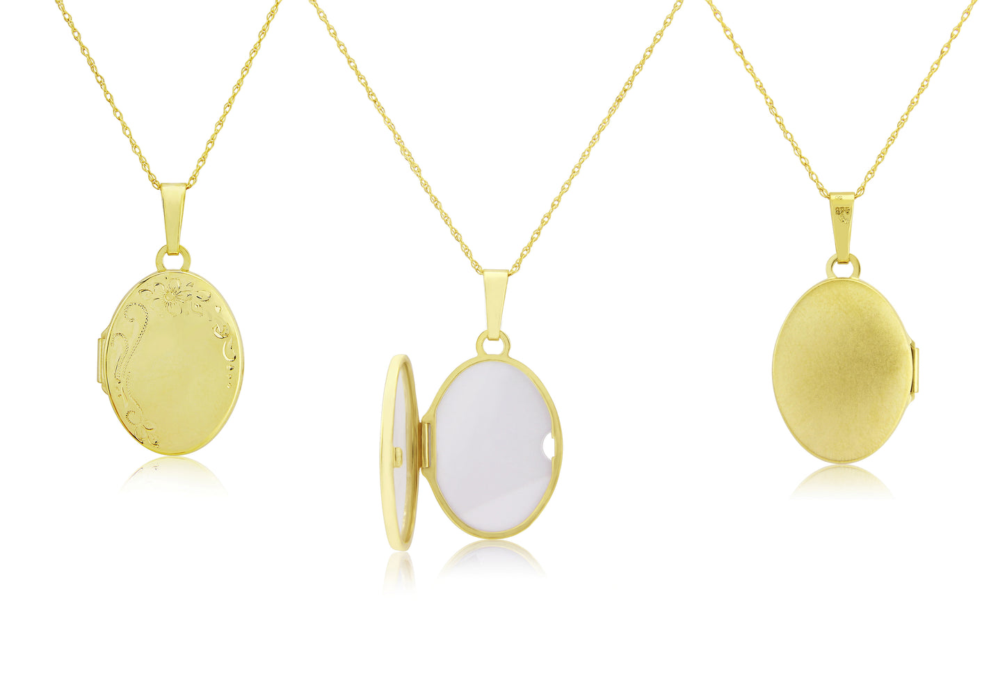 9ct Yellow Gold Oval Hand Engraved Locket