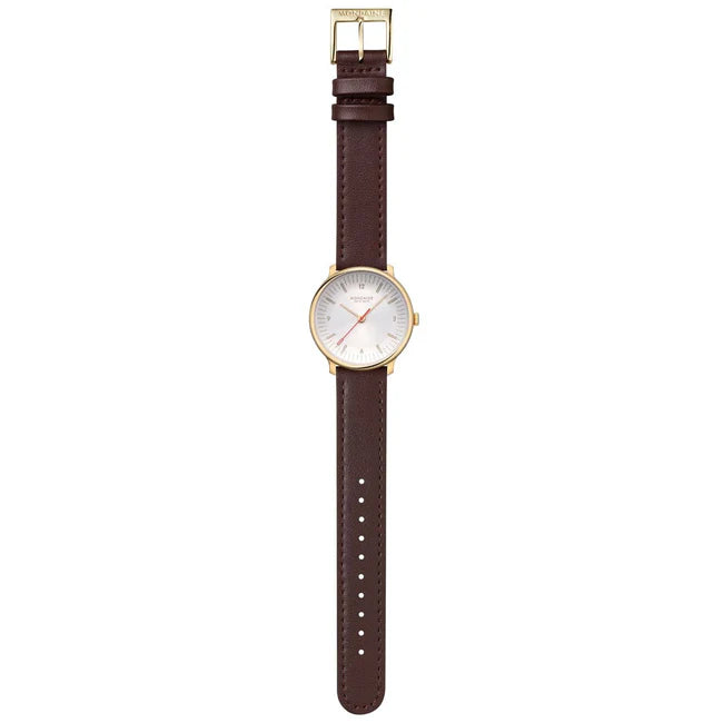 Mondaine Doppio 33mm Brown Vegan Leather Strap