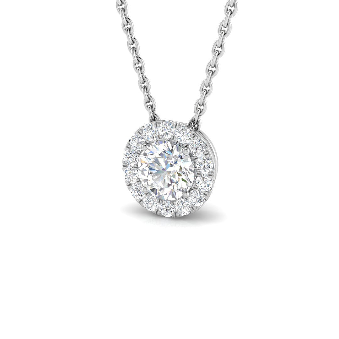 18ct White Gold Diamond Halo Pendant