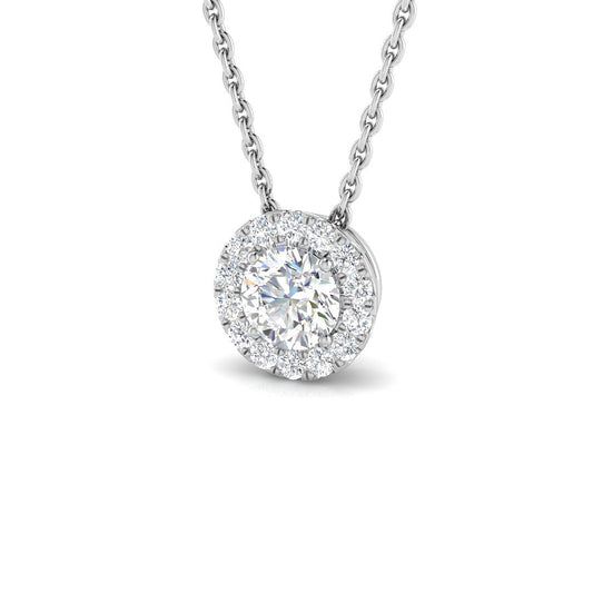 18ct White Gold Diamond Halo Pendant