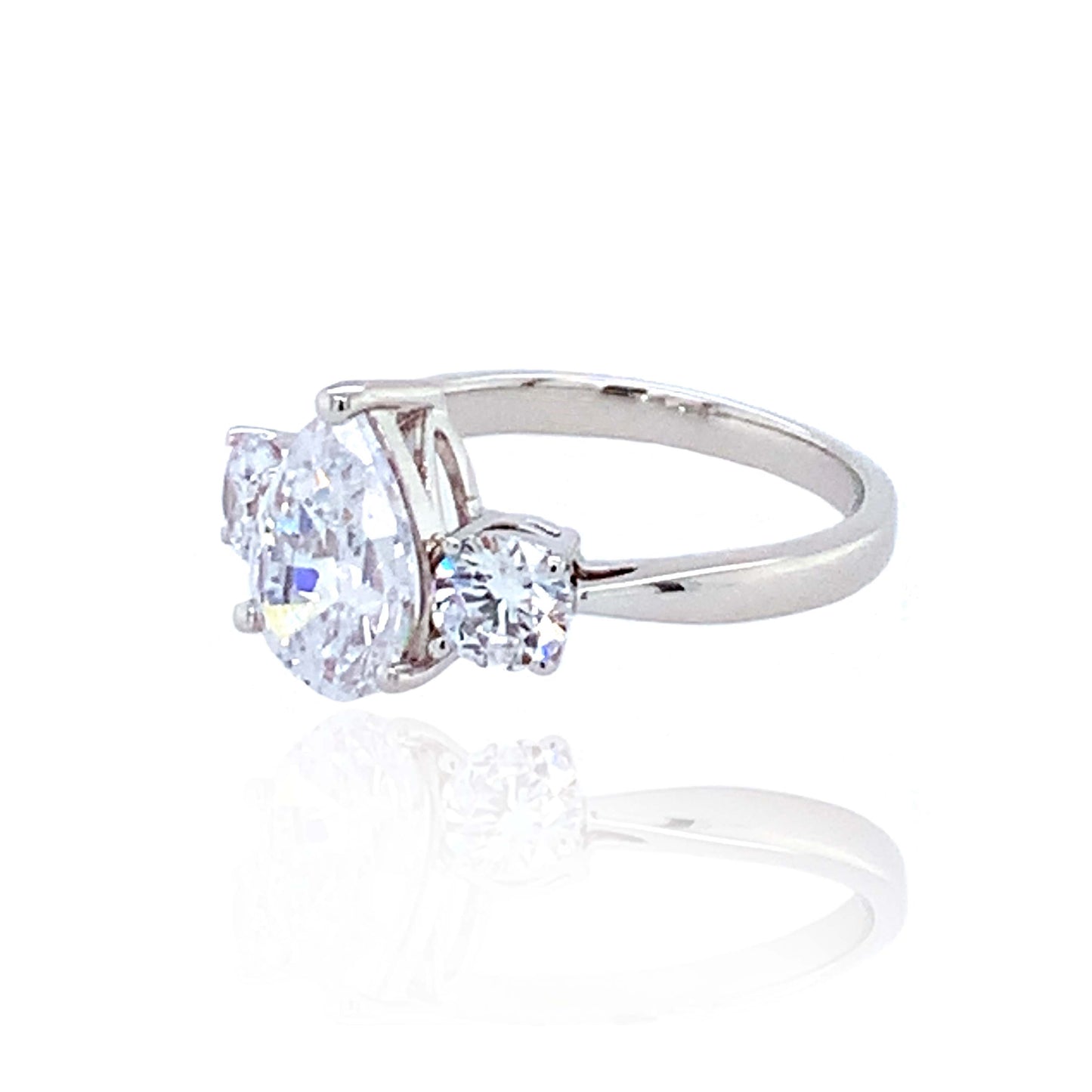 9ct White Gold Pear Shape Cubic Zirconia Ring