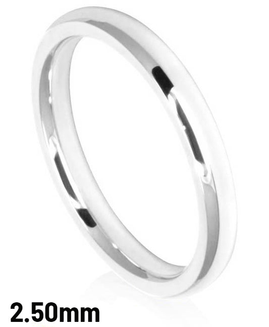 9ct White Gold 2.5mm Plain Court Wedding Band