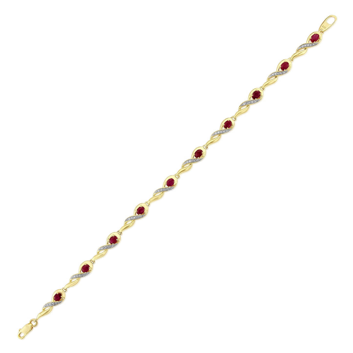 9ct Yellow Gold Ruby and Diamond Oval Link Bracelet – Corbett Jewellers