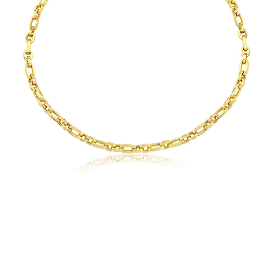 9ct Yellow Gold Fancy Oval Link Necklace