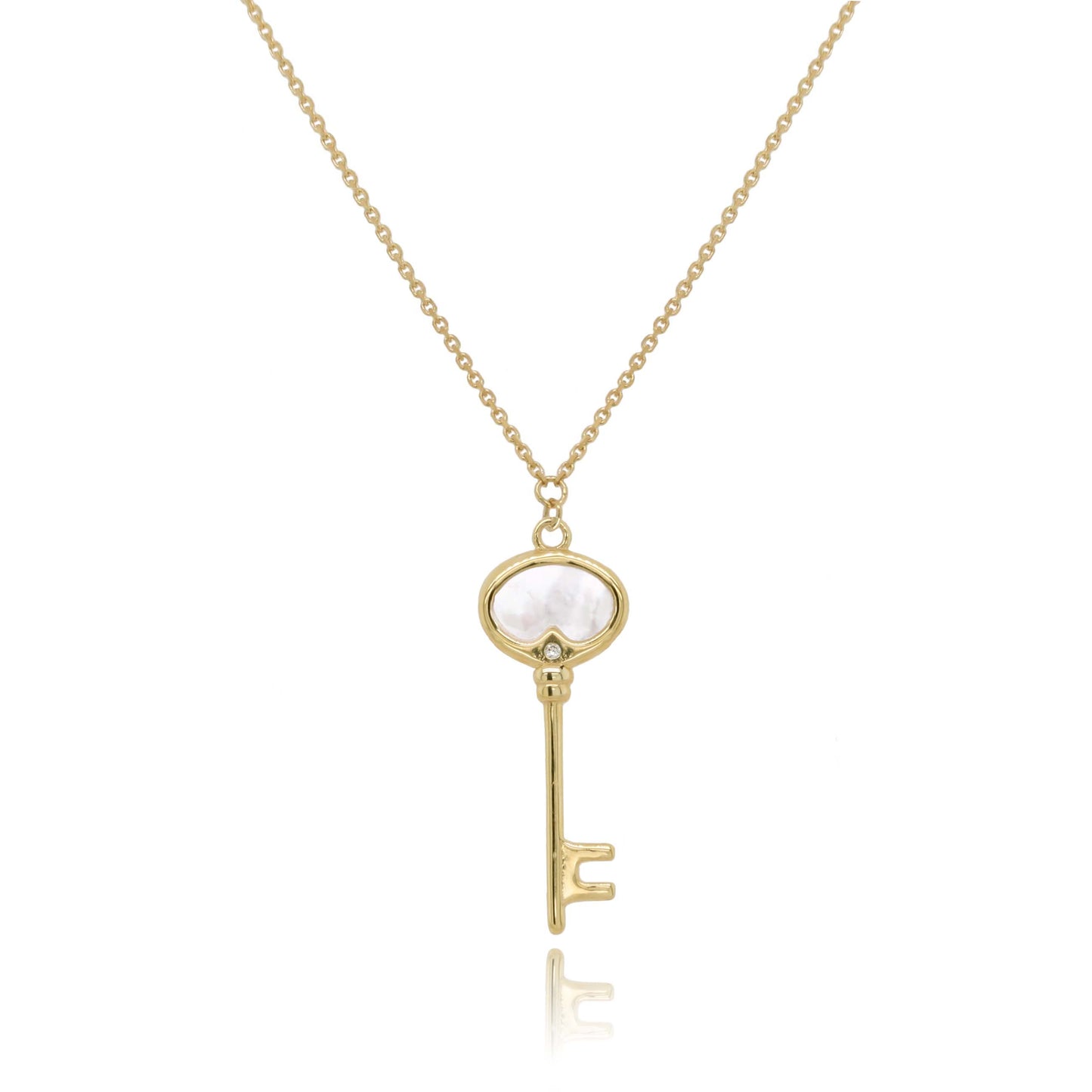 9ct Yellow Gold Mother of Pearl Key Pendant