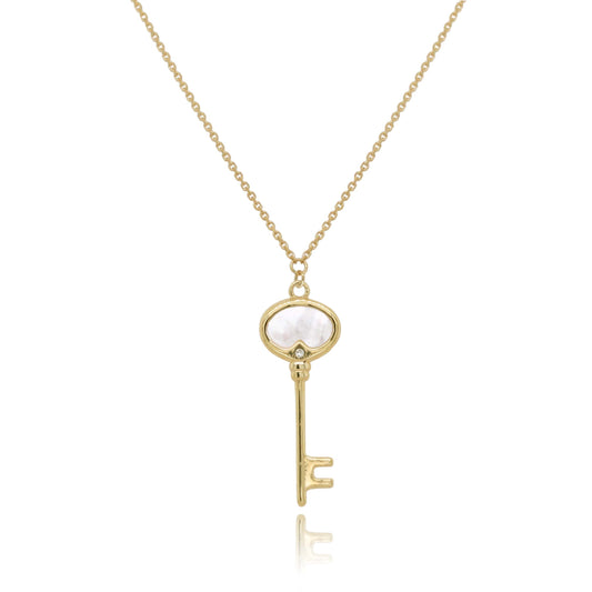 9ct Yellow Gold Mother of Pearl Key Pendant