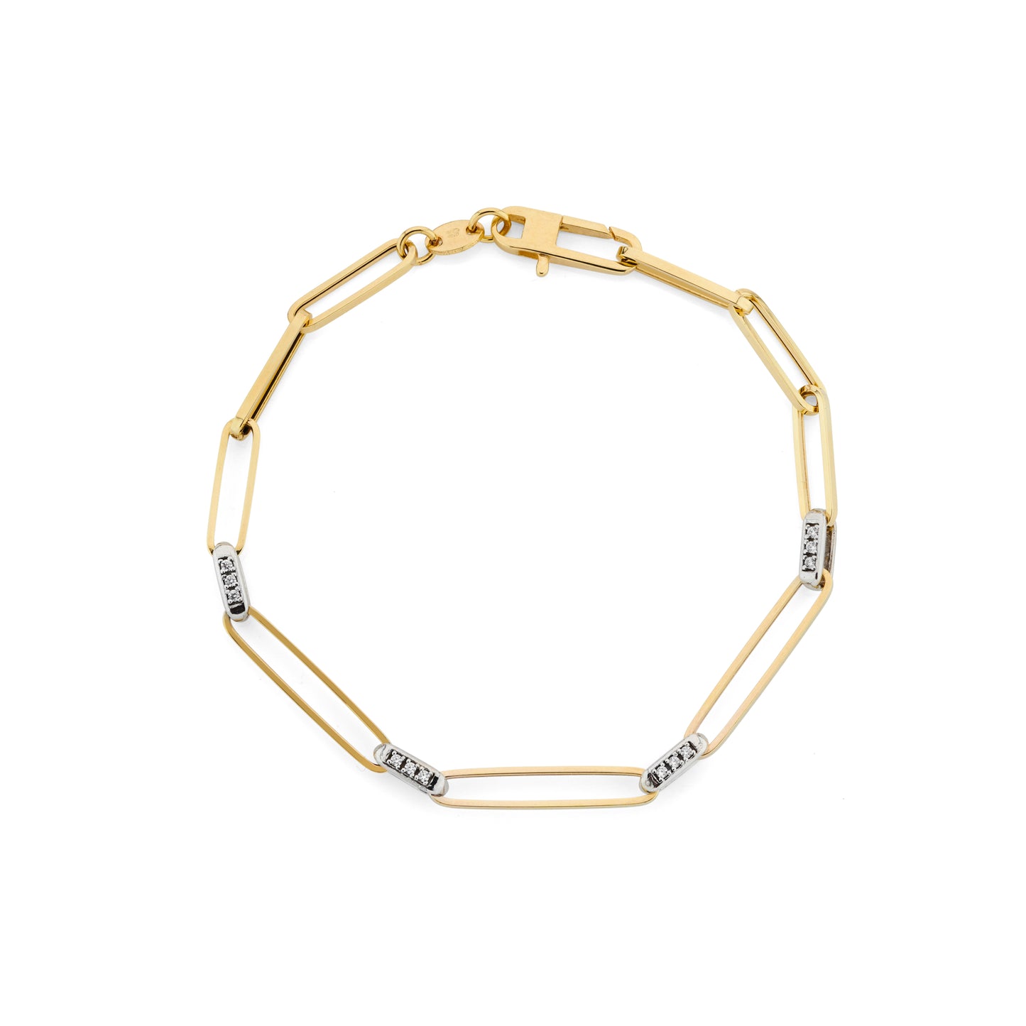 9ct Yellow Gold and Cubic Zirconia Paper link Bracelet