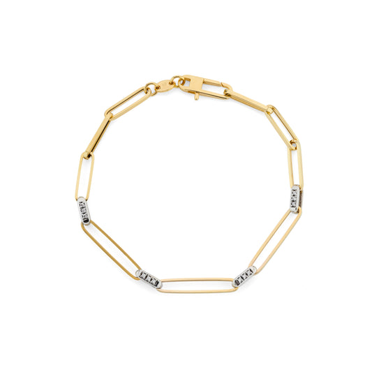 9ct Yellow Gold and Cubic Zirconia Paper link Bracelet