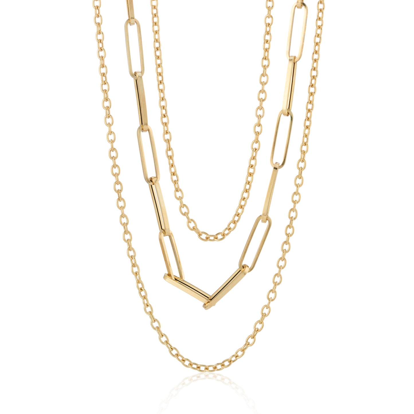 9ct Yellow Gold Multi-Strand Paper link Necklace