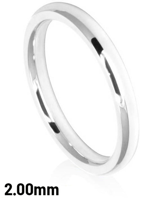 9ct White Gold 2mm Plain Court Wedding Band