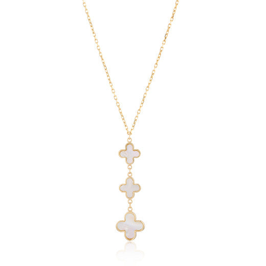 9ct Yellow Gold Mother of Pearl Flower Necklace