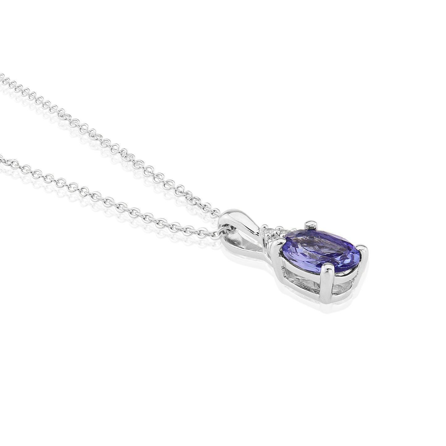 9ct White Gold Tanzanite and Diamond Pendant