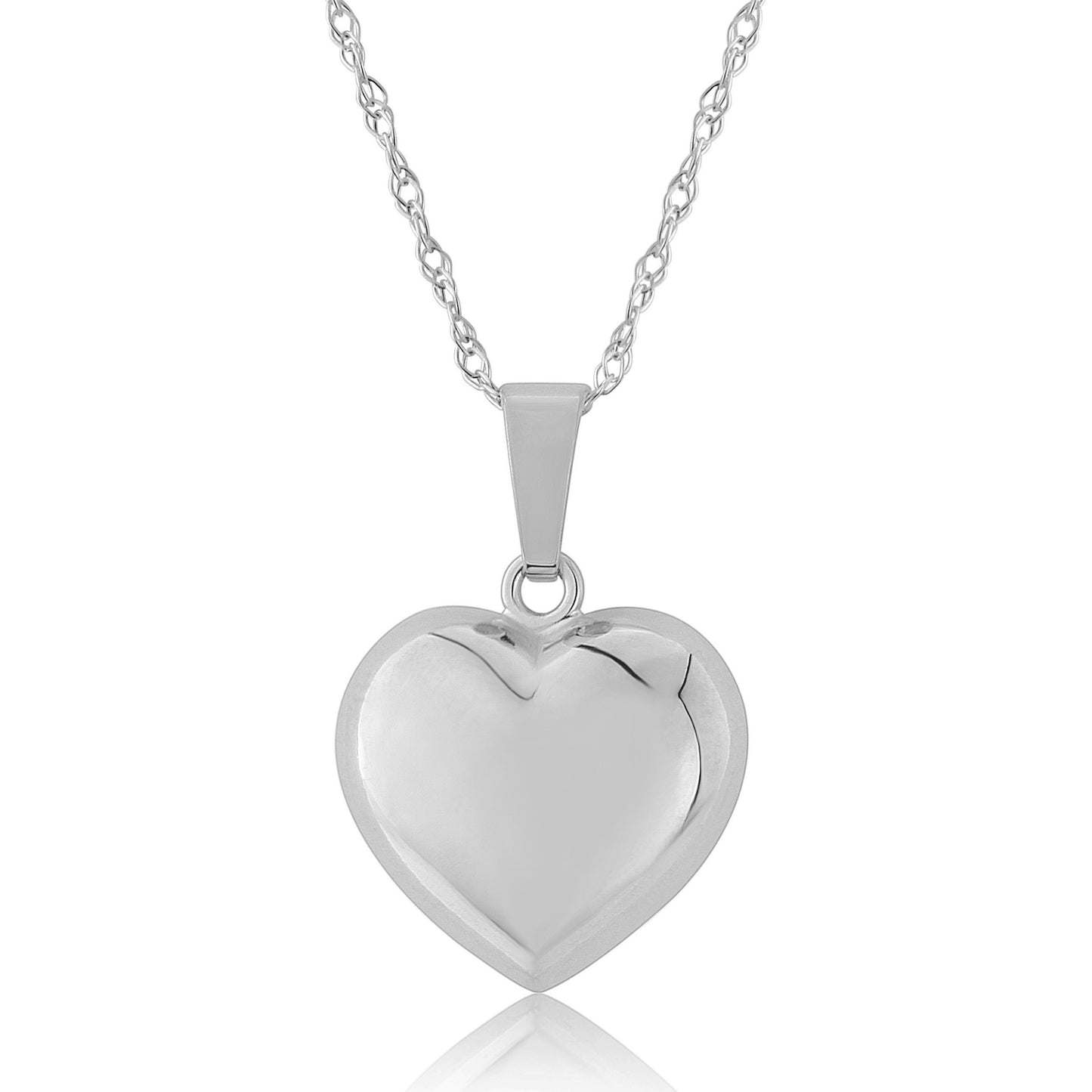 9ct White Gold Puffed Heart Pendant