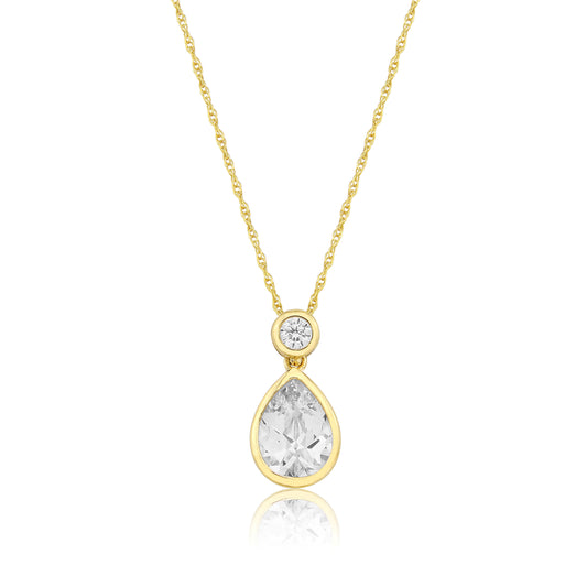 9ct Yellow Gold Cubic Zirconia Pendant