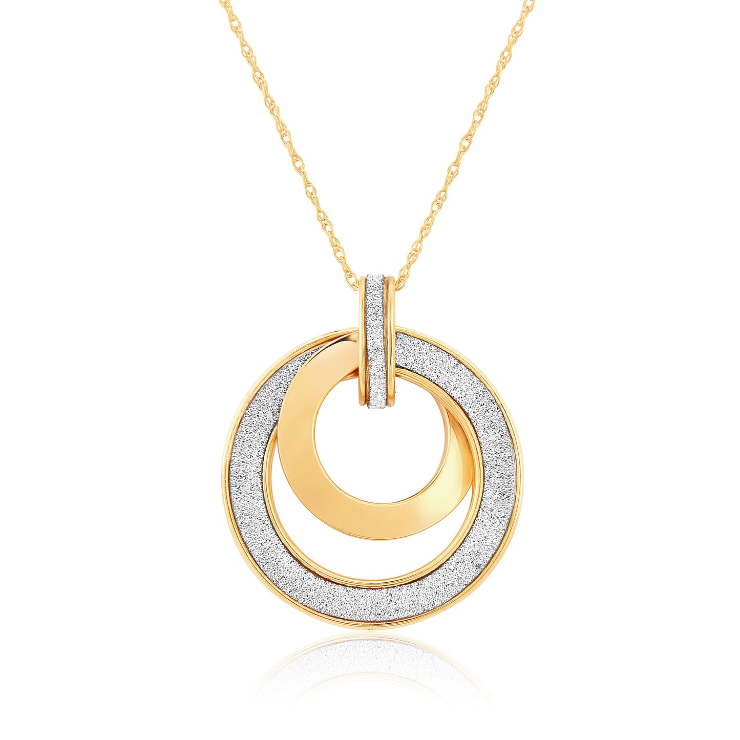 9ct Yellow Gold Round Glitter Pendant