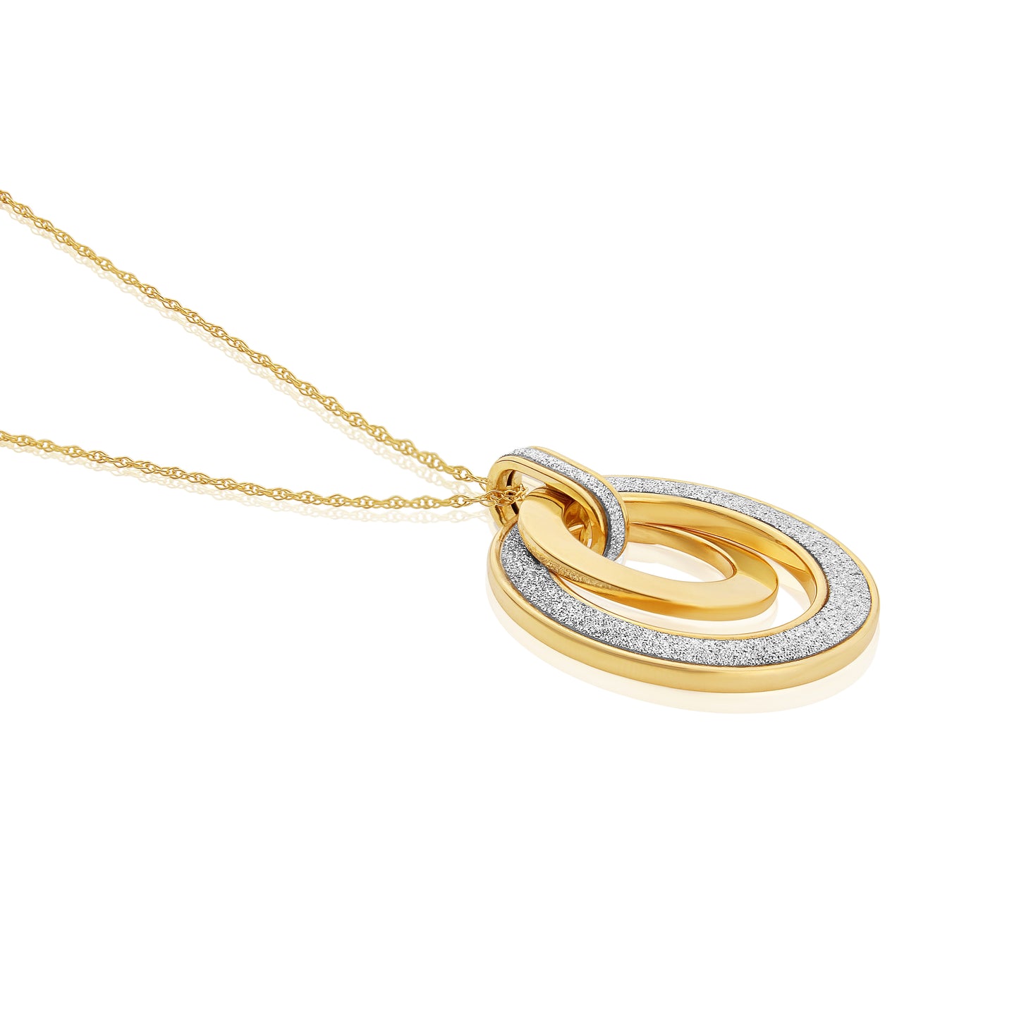 9ct Yellow Gold Round Glitter Pendant