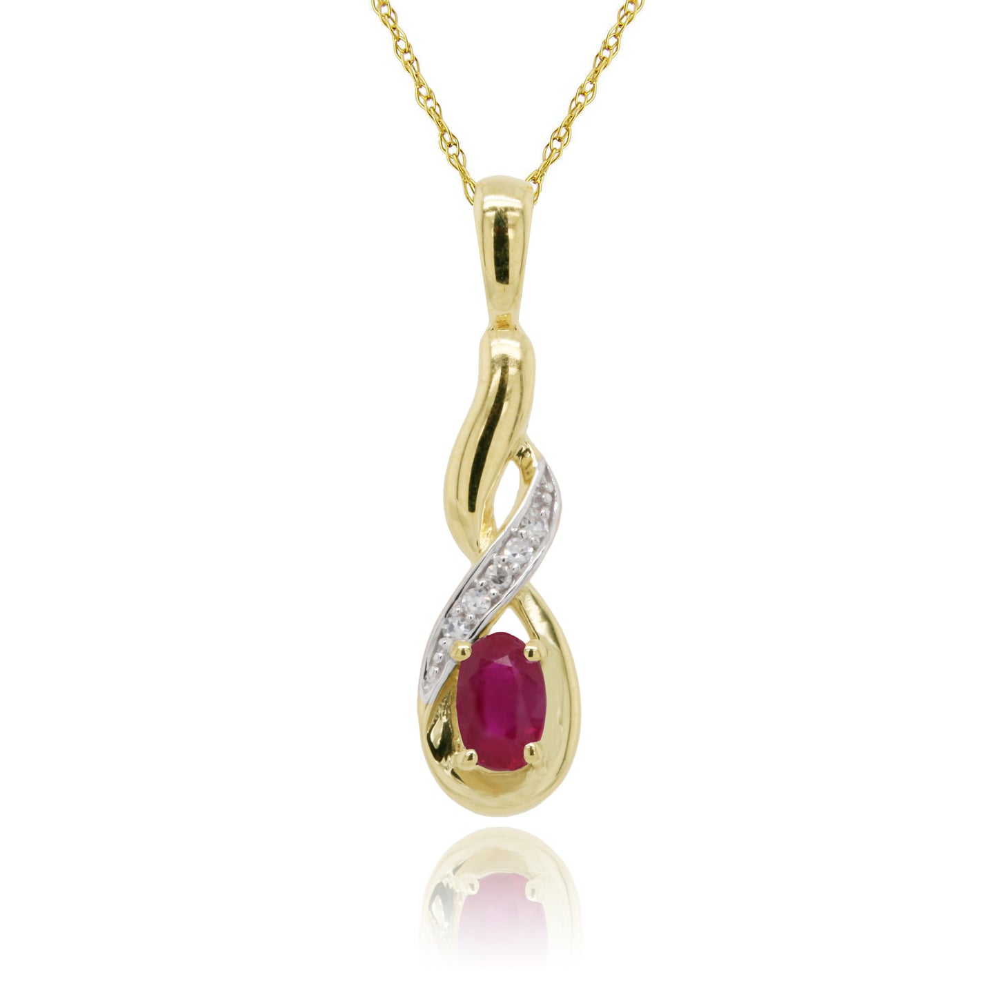 9ct Yellow Gold Ruby and Diamond Pendant