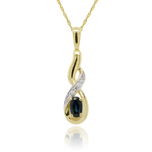 9ct Yellow Gold Sapphire and Diamond Pendant