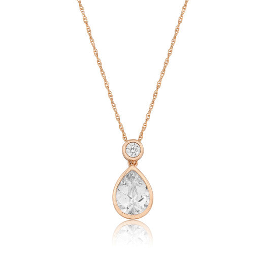 9ct Rose Gold Cubic Zirconia Pendant