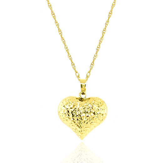 9ct Yellow Gold Textured Heart Pendant