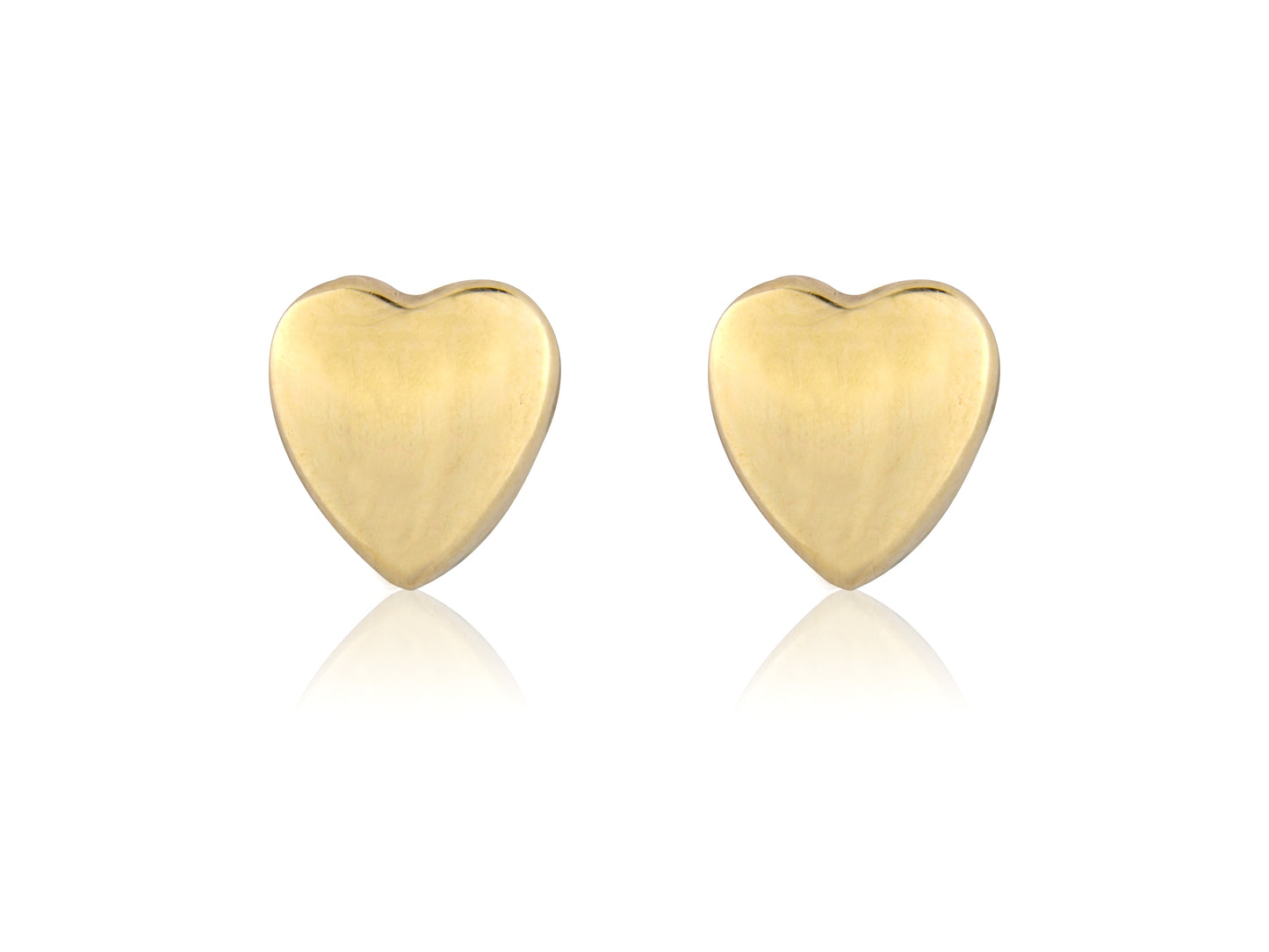 9ct Yellow Gold Heart Stud Earrings