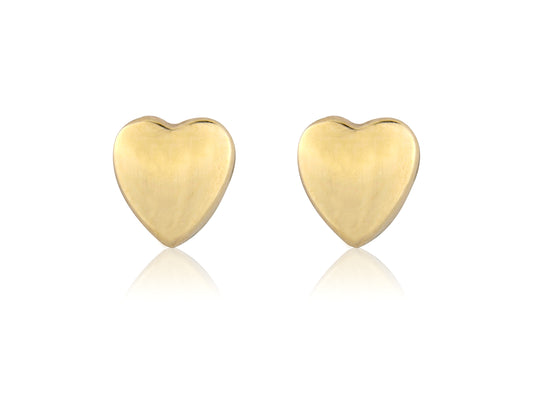 9ct Yellow Gold Heart Stud Earrings