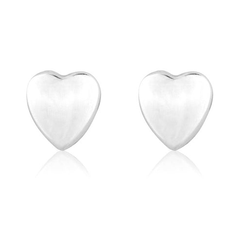 9ct White Gold Heart Stud Earrings