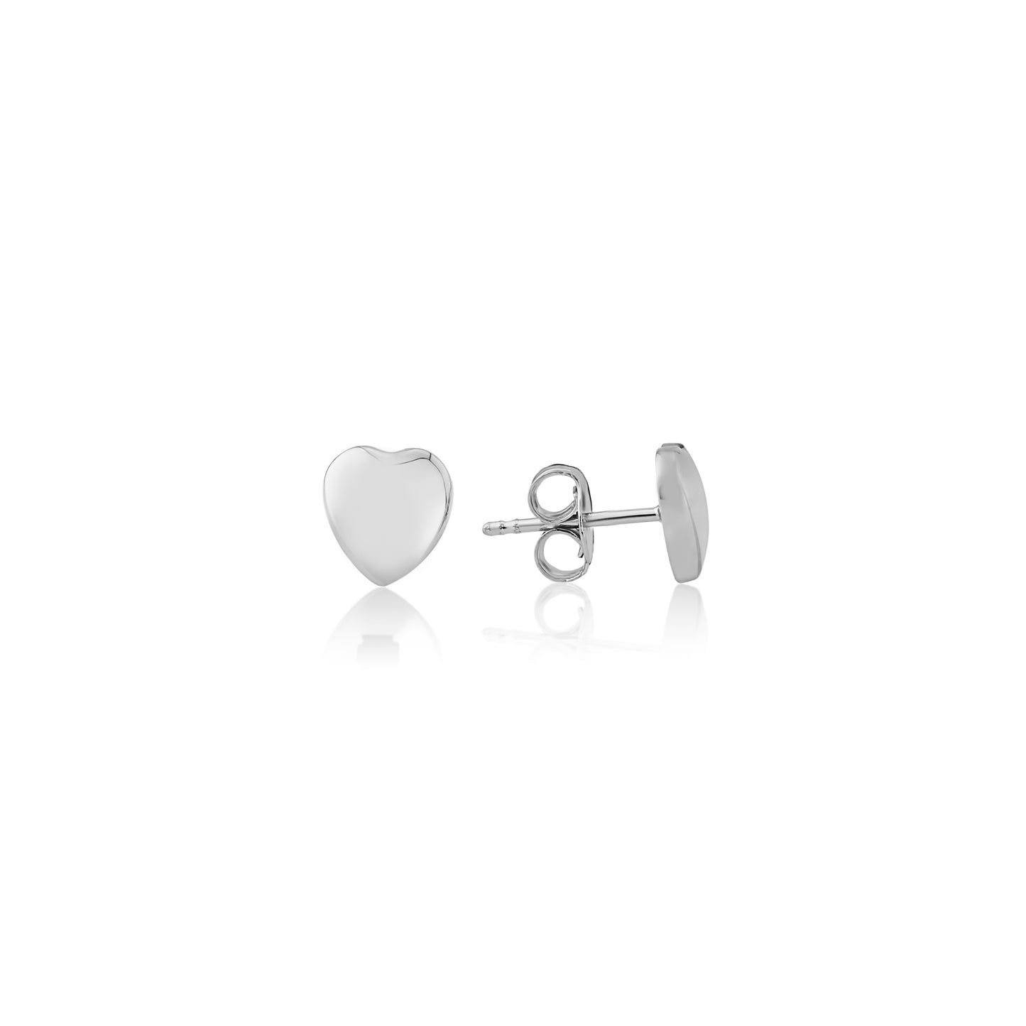 9ct White Gold Heart Stud Earrings