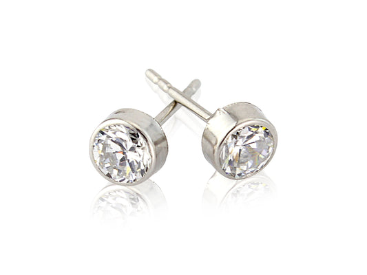 9ct White Gold Cubic Zirconia Stud Earrings