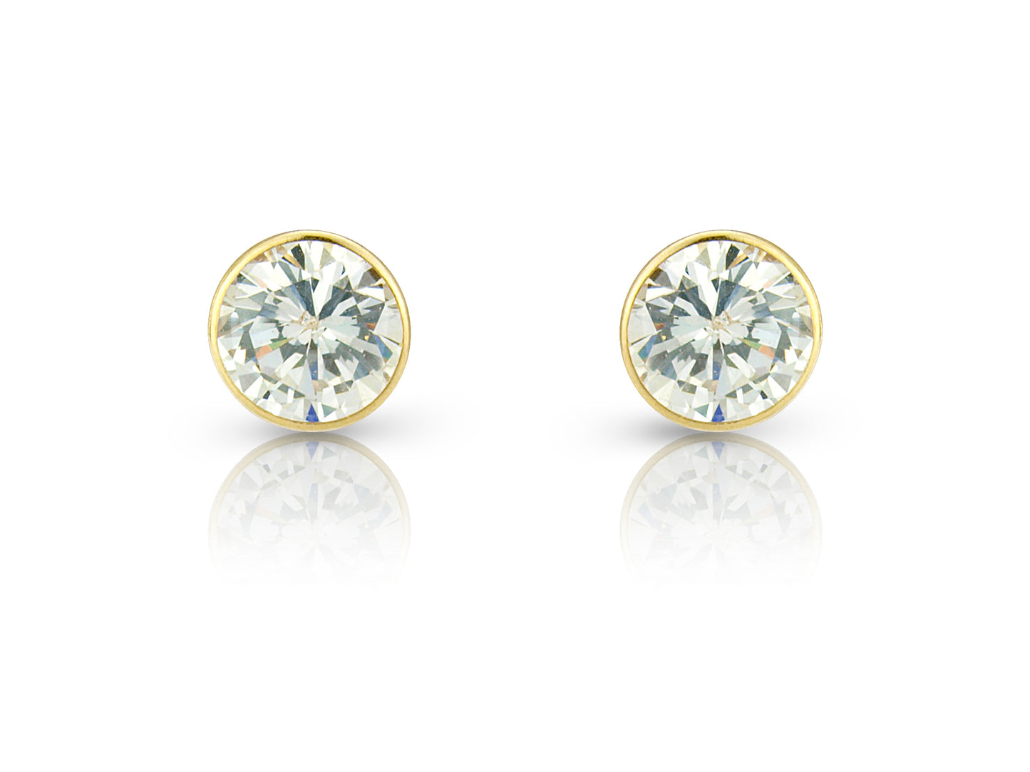 9ct Yellow Gold Large Cubic Zirconia Stud Earrings