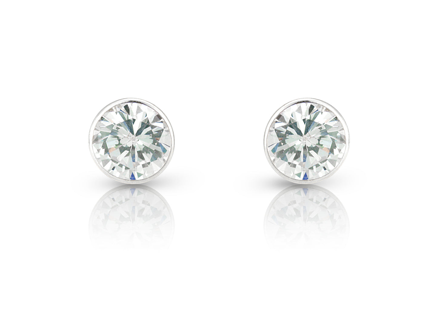 9ct White Gold Large Cubic Zirconia Stud Earrings