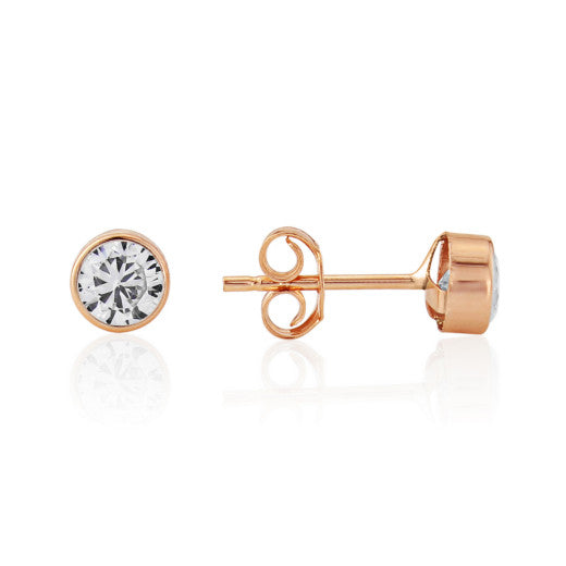 9ct Rose Gold Cubic Zirconia Stud Earrings