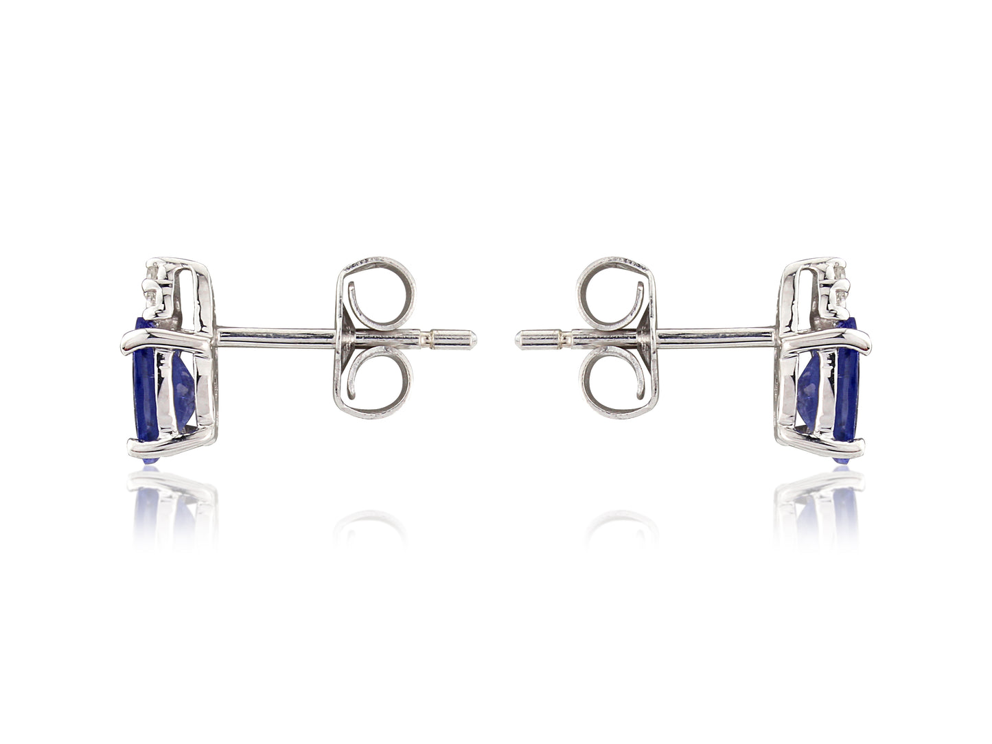 9ct White Gold Tanzanite and Diamond Stud Earrings