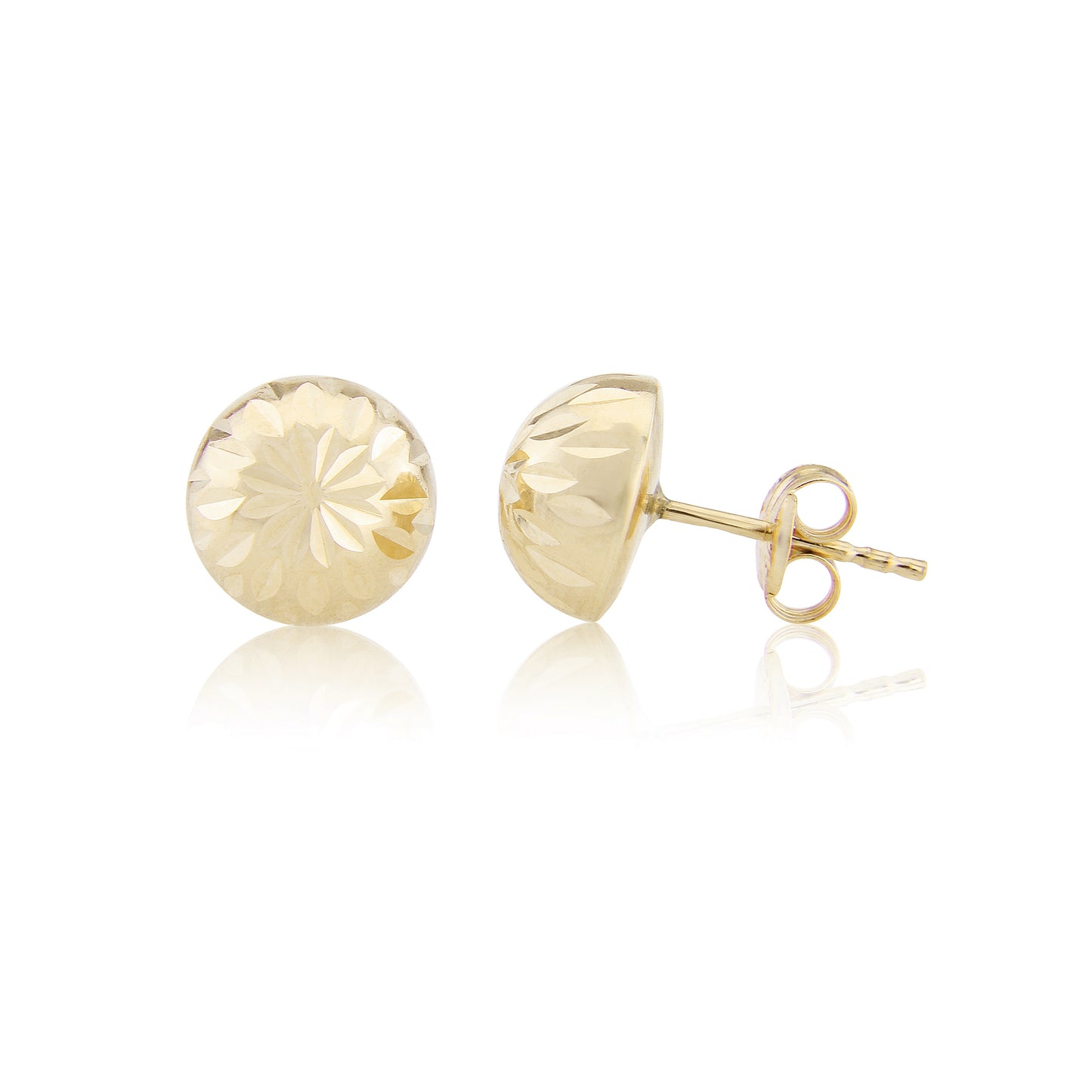 9ct Yellow Gold Diamond Cut Stud Earrings