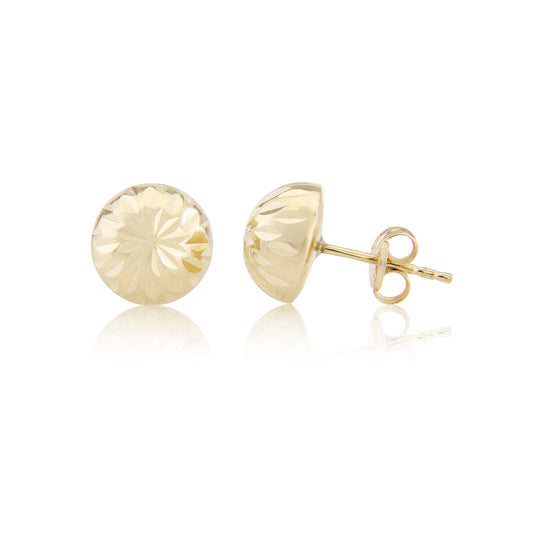 9ct Yellow Gold Diamond Cut Stud Earrings