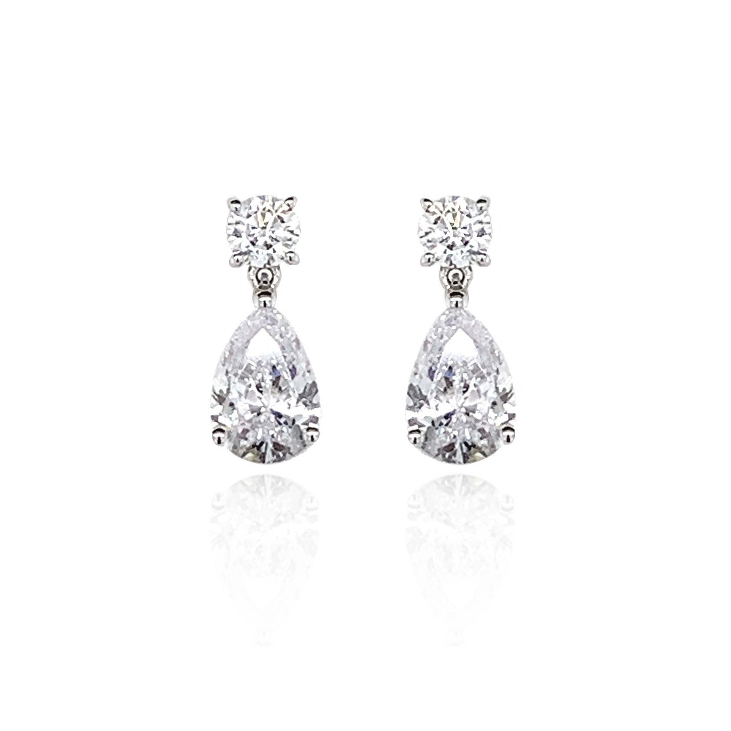 9ct White Gold Cubic Zirconia Pear shape Earrings