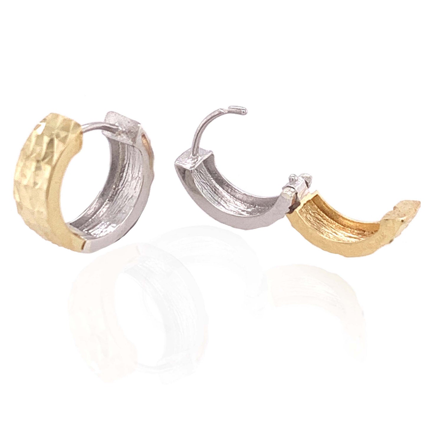 9ct Yellow and White Gold Reversable Huggy Hoop Earrings