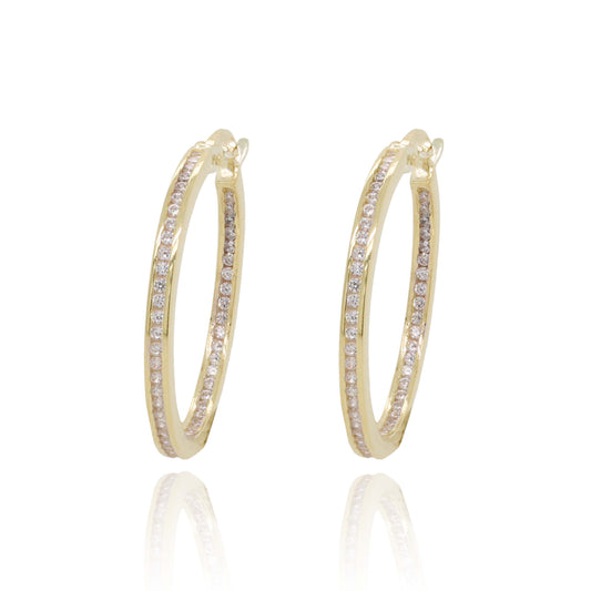 9ct Yellow Gold Cubic Zirconia Creole Hoop Earrings