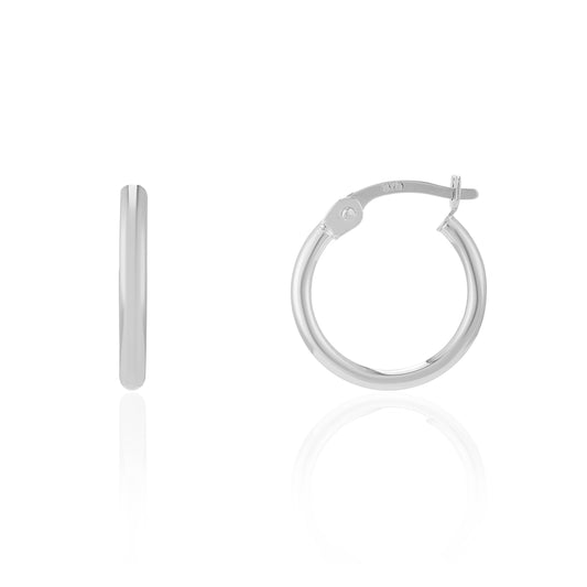 9ct White Gold 10mm Hoop Earrings