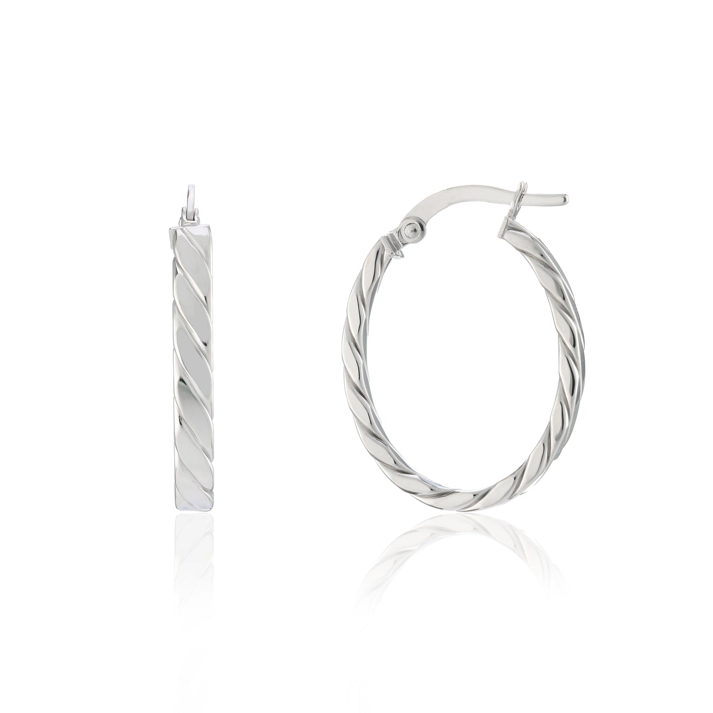 9ct White Gold Twisted Hoop Earrings