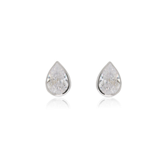 9ct White Gold Pear Shape Stud Earrings