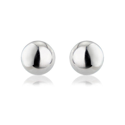 9ct White Gold 10mm Ball Stud Earrings